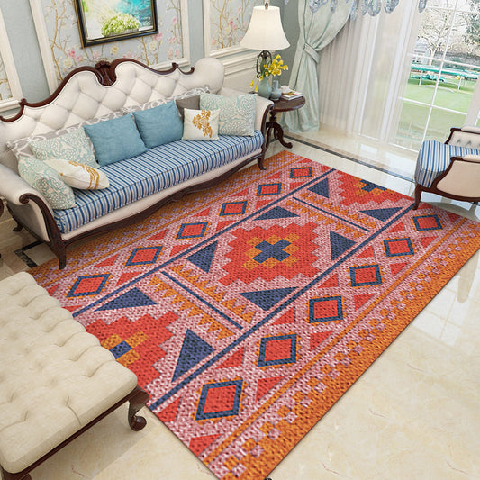 Americana Southwestern Rug in Red Diamond Stripe Cross Pattern Rug Polyester Anti-Slip Carpet for Home Decoration Pink Clearhalo 'Area Rug' 'Rugs' 'Southwestern' Rug' 1947384