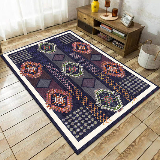 Tribal Southwestern Rug in Blue Chevron Diamond Stripe Pattern Rug Polyester Pet Friendly Carpet for Home Decoration Blue Clearhalo 'Area Rug' 'Rugs' 'Southwestern' Rug' 1947402