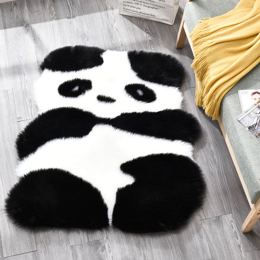 Contemporary Panda Pattern Rug Black and White Shag Rug Machine Washable Non-Slip Area Rug for Bedroom Black 2'11" x 3'3" Clearhalo 'Area Rug' 'Casual' 'Rugs' Rug' 1947408