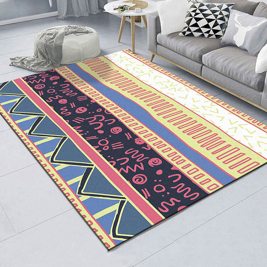 Americana Checked Pattern Rug with Striped Multicolor Polyester Rug Machine Washable Non-Slip Area Rug for Bedroom Red Clearhalo 'Area Rug' 'Rugs' 'Southwestern' Rug' 1947520