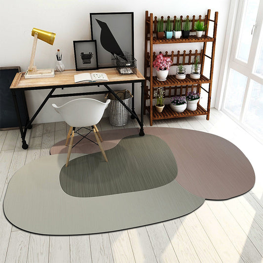 Irregular Bedroom Rug in Brown and Blue Modern Colorblock Pattern Area Rug Polyester Machine Washable Carpet Grey