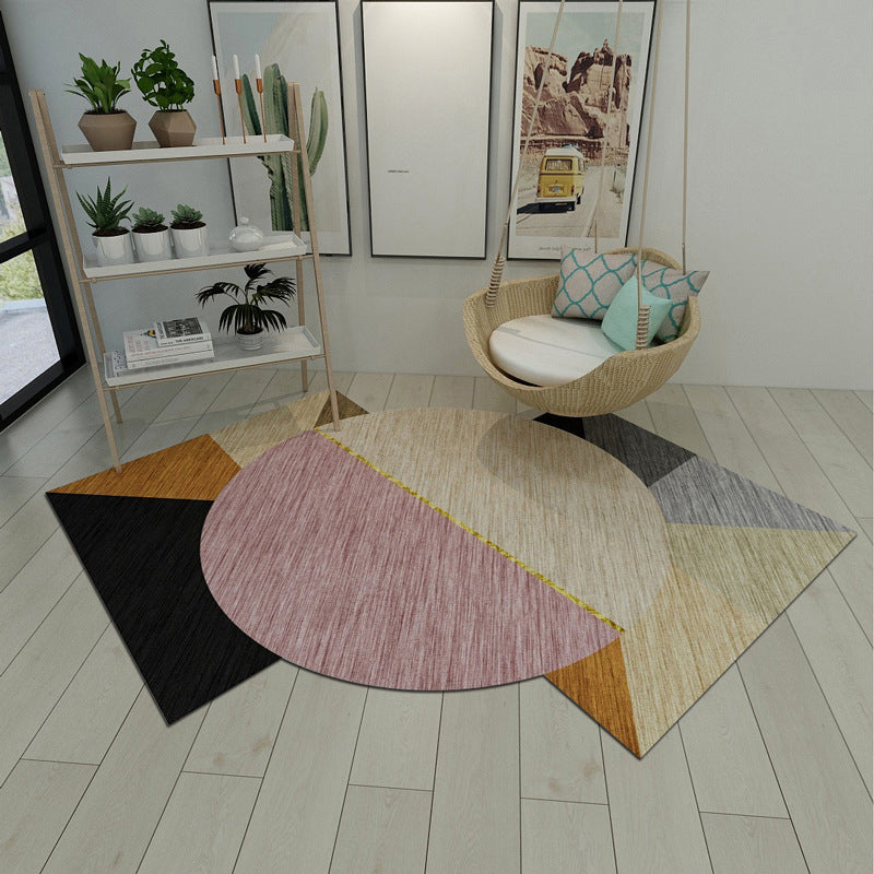 Modern Living Room Irregular Rug Colorful Color Block Pattern Rug Polyester Stain-Resistant Area Rug Pink Clearhalo 'Area Rug' 'Rug' 1947537