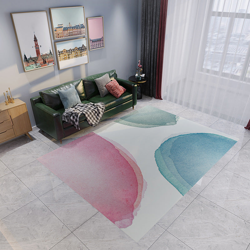 Stylish Watercolor Pattern Rug Blue and Pink Contemporary Rug Flannel Pet Friendly Washable Area Rug for Living Room Blue Clearhalo 'Area Rug' 'Modern' 'Rugs' Rug' 1947583