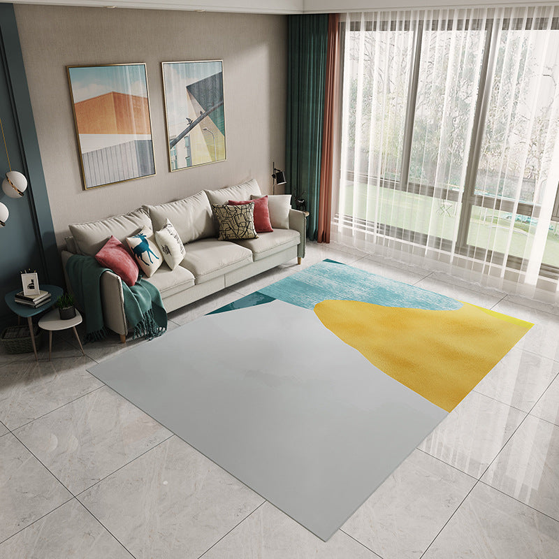 Multicolor Modernist Rug Flannel Colorblock Rug Pet Friendly Washable Anti-Slip Backing Carpet for Living Room Yellow Clearhalo 'Area Rug' 'Modern' 'Rugs' Rug' 1947598