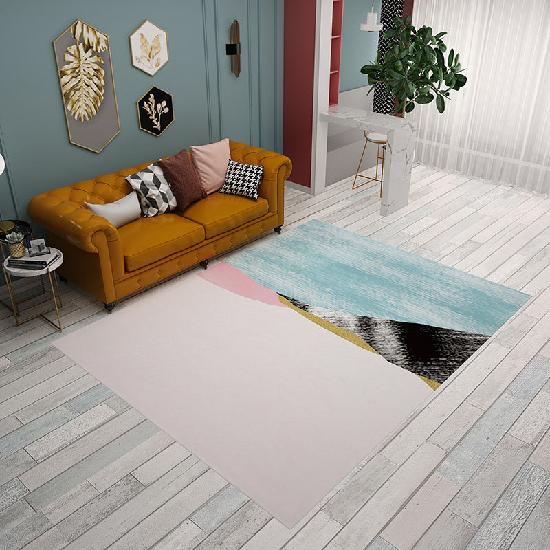 Multicolor Modernist Rug Flannel Colorblock Rug Pet Friendly Washable Anti-Slip Backing Carpet for Living Room Blue Clearhalo 'Area Rug' 'Modern' 'Rugs' Rug' 1947599