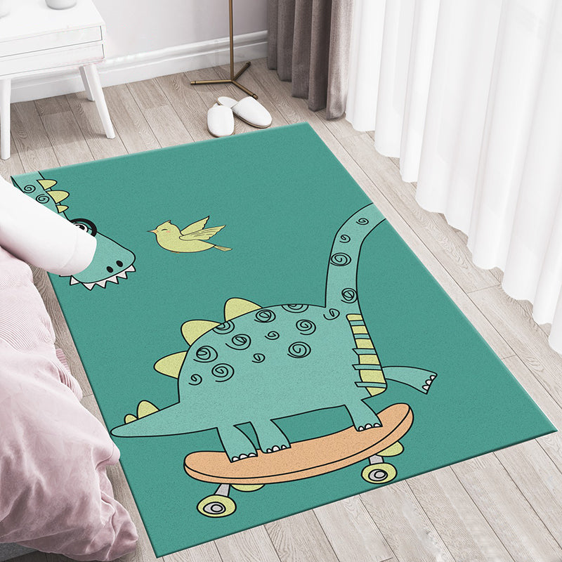 Multicolor Cartoon Animal Pattern Rug Polyester Kids Rug Washable Anti-Slip Pet Friendly Area Rug for Bedroom Green Clearhalo 'Area Rug' 'Rug' 1947676