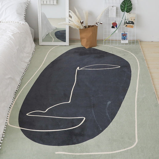 Funky Modernism Rug Black Multicolor Abstract Rug Pet Friendly Anti-Slip Washable Area Rug for Decoration Green 2'7" x 5'3"