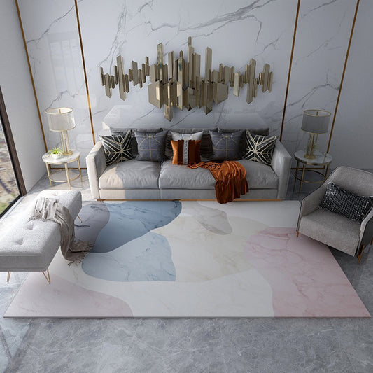 Multicolor Colorblock Rug Polyester Rug Pet Friendly Washable Non-Slip Area Rug for Living Room Apricot