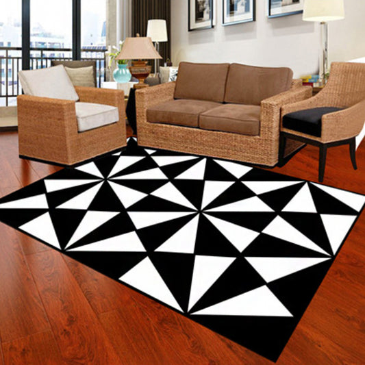 Modernist Geometric Pattern Rug Black Polyester Rug Non-Slip Pet Friendly Washable Are Rug for Bedroom Black Design 4 Clearhalo 'Area Rug' 'Modern' 'Rugs' Rug' 1947772