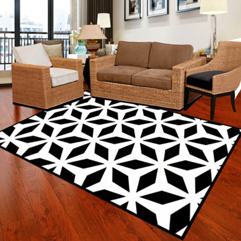 Modernist Geometric Pattern Rug Black Polyester Rug Non-Slip Pet Friendly Washable Are Rug for Bedroom Black Design 5 Clearhalo 'Area Rug' 'Modern' 'Rugs' Rug' 1947773