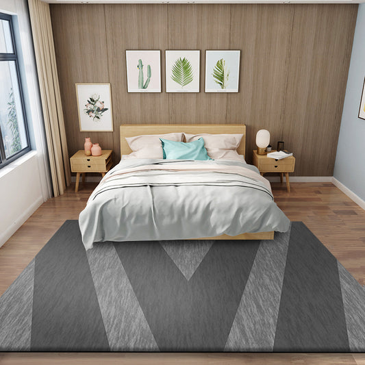 Modernist Geometric Pattern Rug Grey Polyester Rug Non-Slip Pet Friendly Washable Are Rug for Bedroom Dark Gray