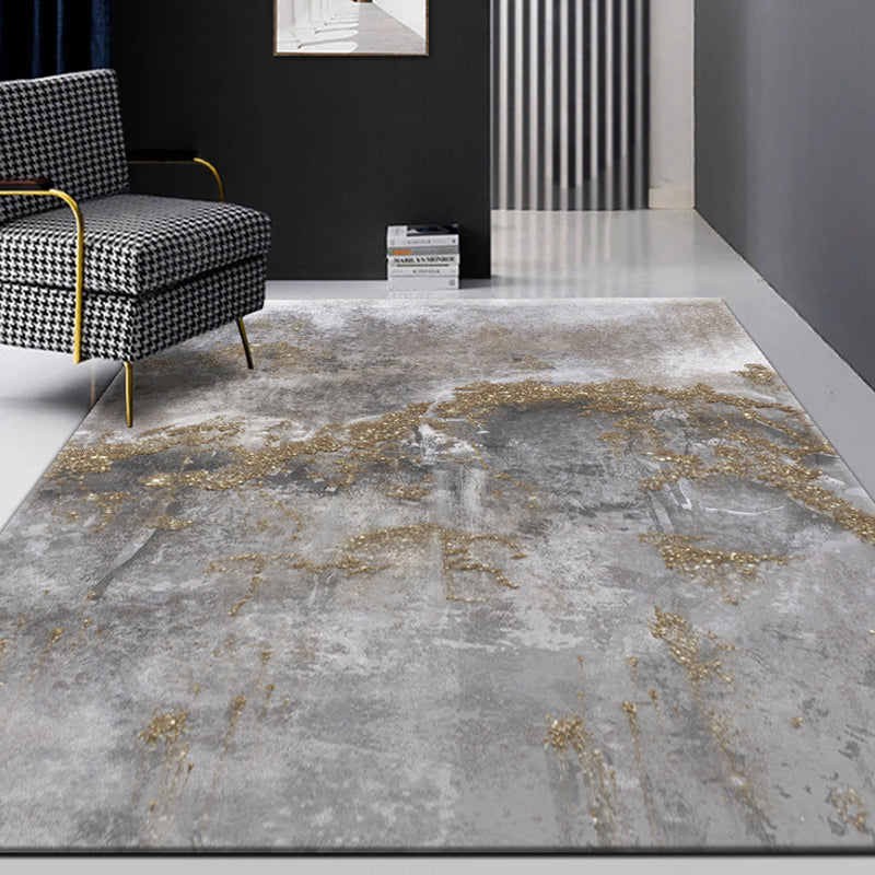 Grey Industrial Indoor Rug Polyester Abstract Rug Washable Non-Slip Area Carpet for Bedroom Dark Gray Clearhalo 'Area Rug' 'Rug' 1947819