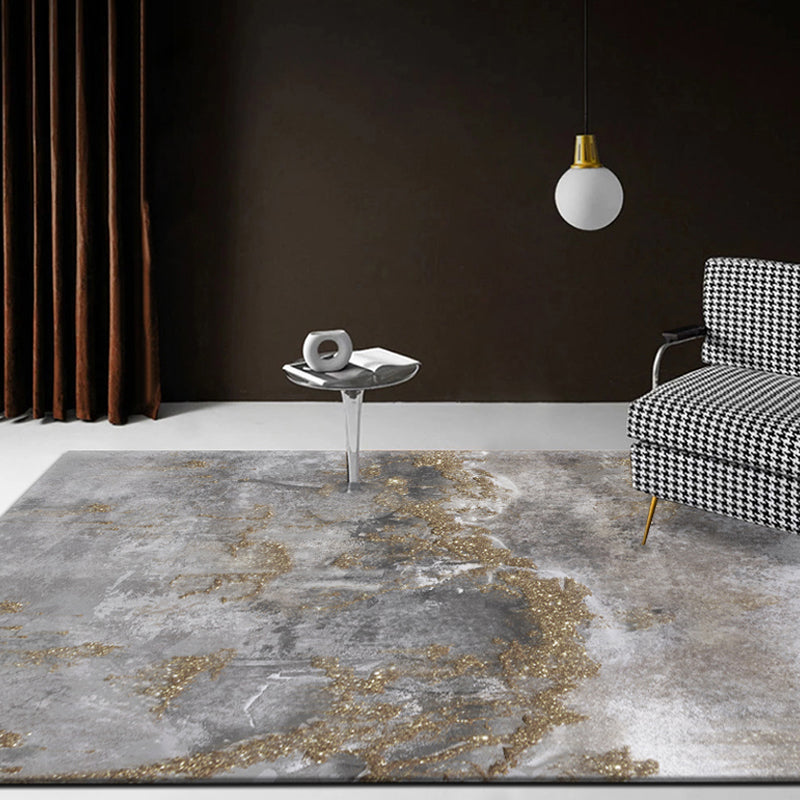 Grey Industrial Indoor Rug Polyester Abstract Rug Washable Non-Slip Area Carpet for Bedroom Clearhalo 'Area Rug' 'Rug' 1947820