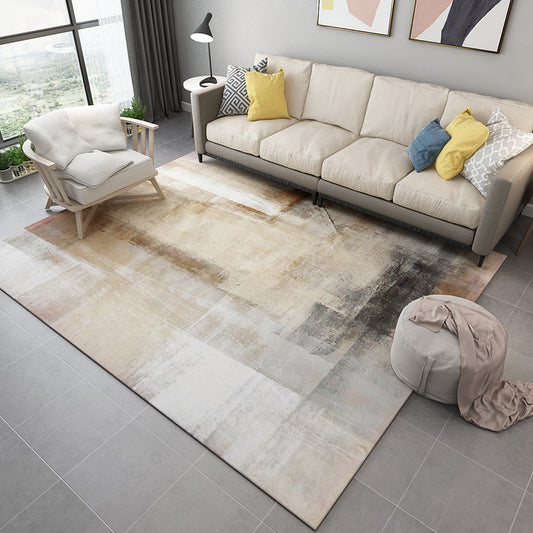 Unique Abstract Rug Modernism Rug Polyester Machine Washable Non-Slip Pet Friendly Carpet for Living Room Brown