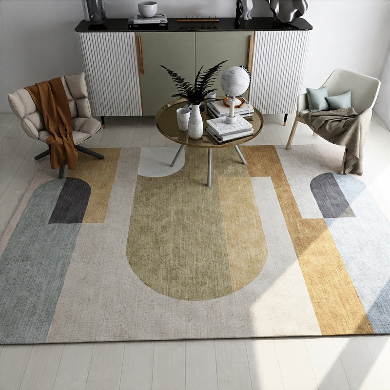 Trendy Geometry Indoor Rug Pastel Color Novelty Carpet Polypropylene Non-Slip Backing Rug for Home Decor Beige Clearhalo 'Area Rug' 'Rug' 1947845