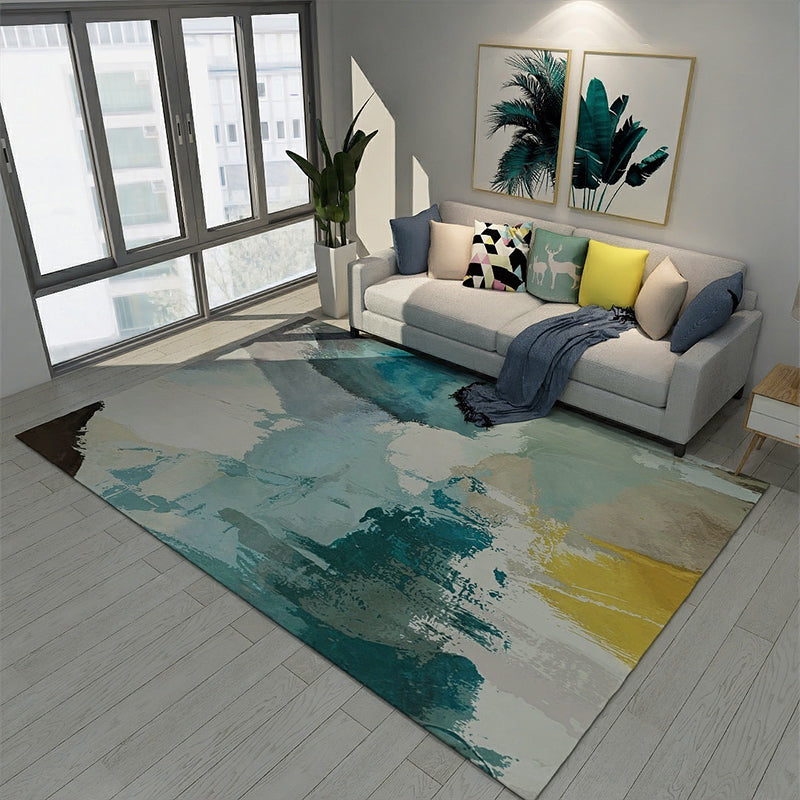 Pastel Watercolor Abstract Pattern Rug Synthetics Industrial Carpet Pet Friendly Area Rug for Home Decor Green Clearhalo 'Area Rug' 'Rug' 1947921