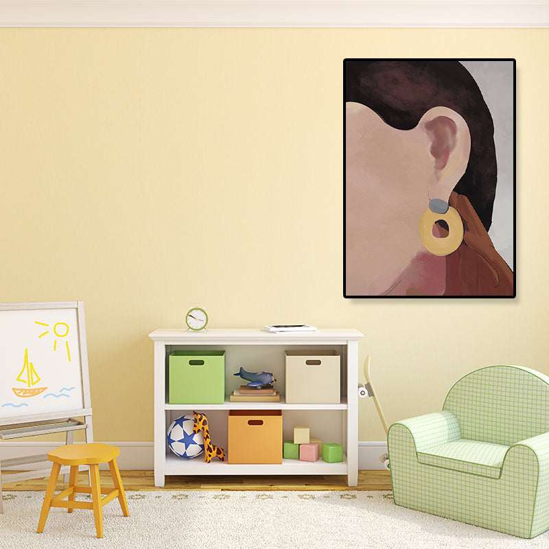 Geïllustreerd figuur canvas print pop -kunst textureerde woonkamer muur decor in zachte kleur