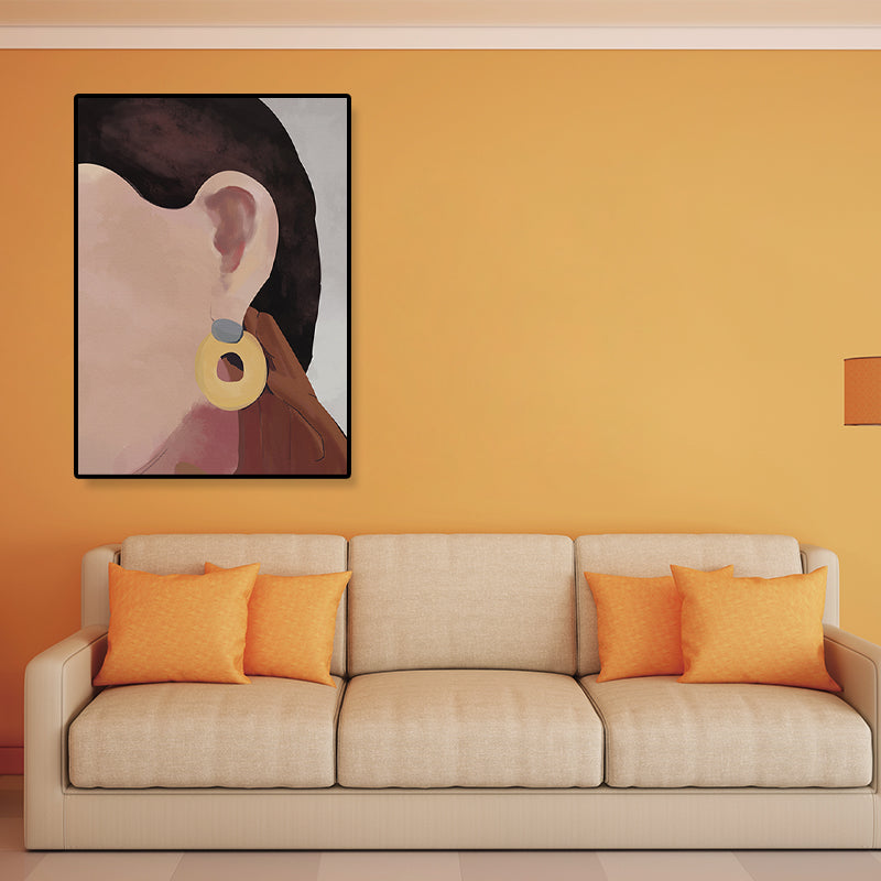 Geïllustreerd figuur canvas print pop -kunst textureerde woonkamer muur decor in zachte kleur