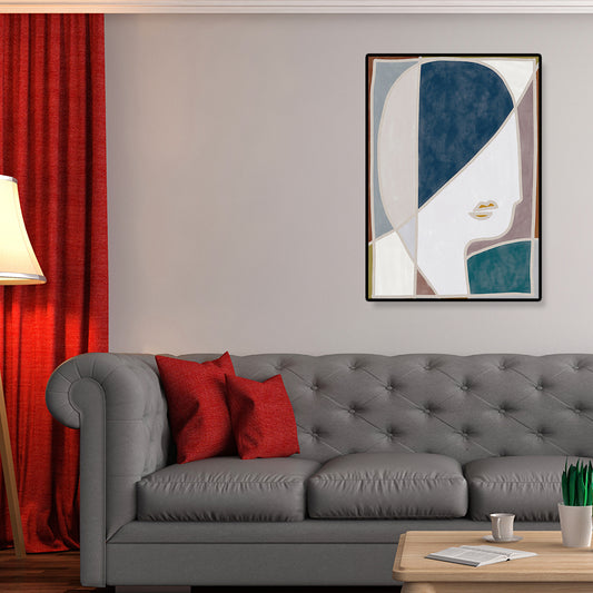 Color Blocking Figure Drawing Canvas Funky Textured Wall Art Print in Blue for Girls Room - Clearhalo - 'Arts' - 'Canvas Art' - 1948059