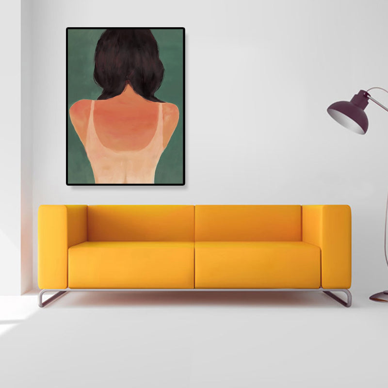 Orange Pop Art Wall Decor Illustration the Back of Young Girl Canvas Print for Room Clearhalo 'Arts' 'Canvas Art' 1948067