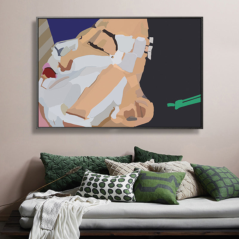 Illustration rote Lippen -Leinwand Druck strukturierter funky Jungen Zimmer Wandkunstdekor in Weiß
