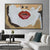 Illustratie rode lip canvas print gestructureerde funky boys room muur kunst decor in wit
