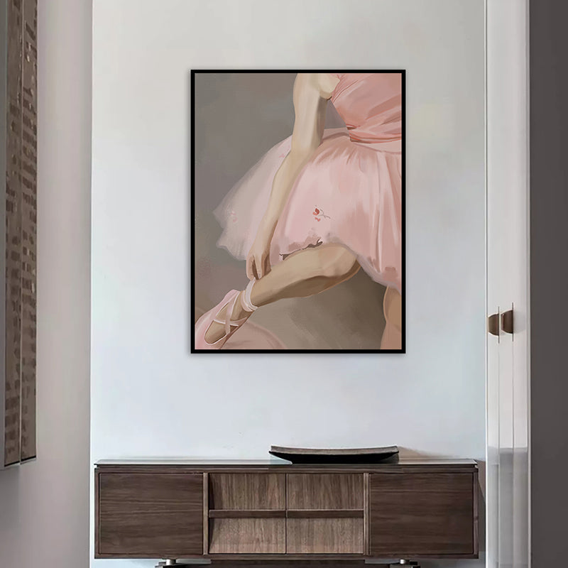 Glam Ballet Girl Wall Art impresa lienzo texturizado Decoración de pared rosa para sala de estar