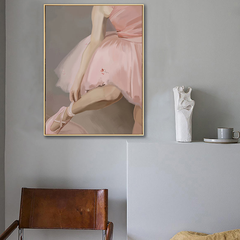 Glam Ballet Girl Wall Art Print canvas textureerde roze wanddecor voor zitkamer