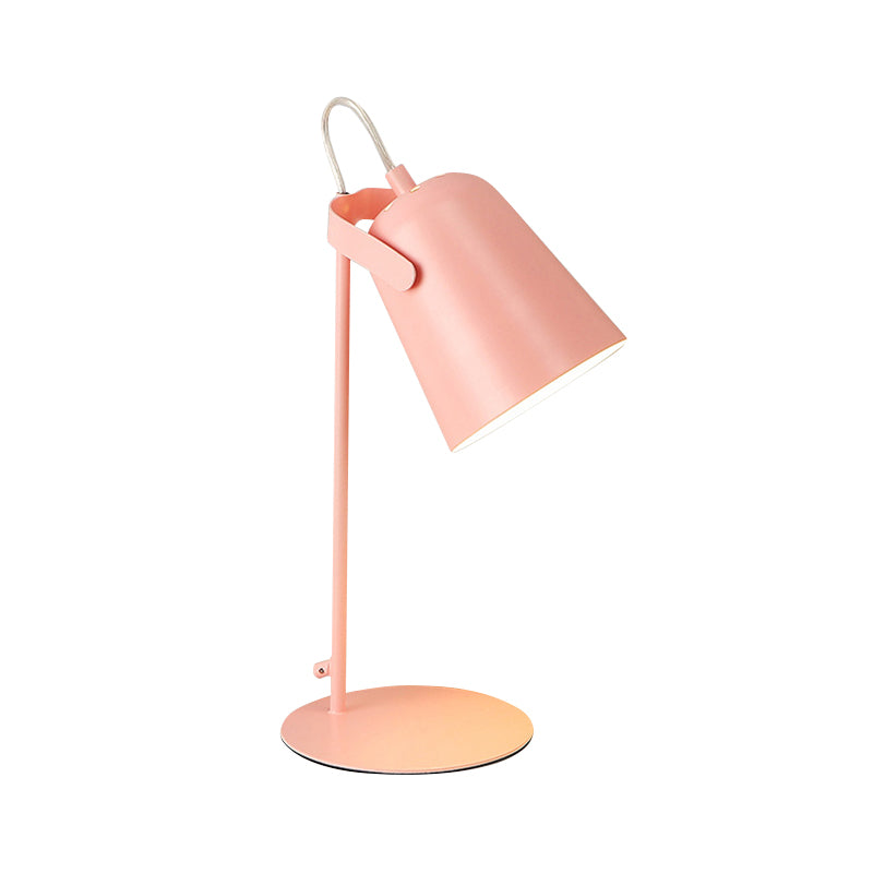 Nordic Style Bucket Desk Light Rotatable 1 Light Metal Plug In Desk Lamp for Dormitory Bedroom Clearhalo 'Lamps' 'Table Lamps' Lighting' 194817