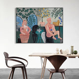 Nude Couples Wall Art Funky Creative Figure Drawing Canvas Print in Brown for Home