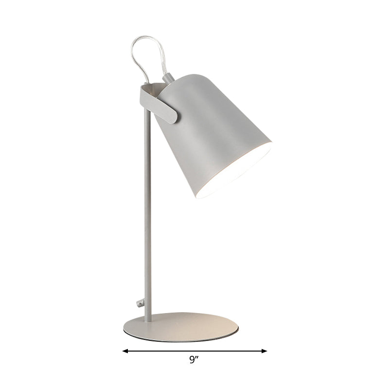 Nordic Style Bucket Desk Light Rotatable 1 Light Metal Plug In Desk Lamp for Dormitory Bedroom Clearhalo 'Lamps' 'Table Lamps' Lighting' 194823