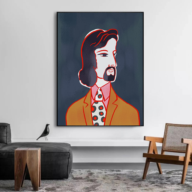 Textured Pastel Color Canvas Funky Figure Drawing Wall Art Decor for Living Room Black Clearhalo 'Arts' 'Canvas Art' 1948233