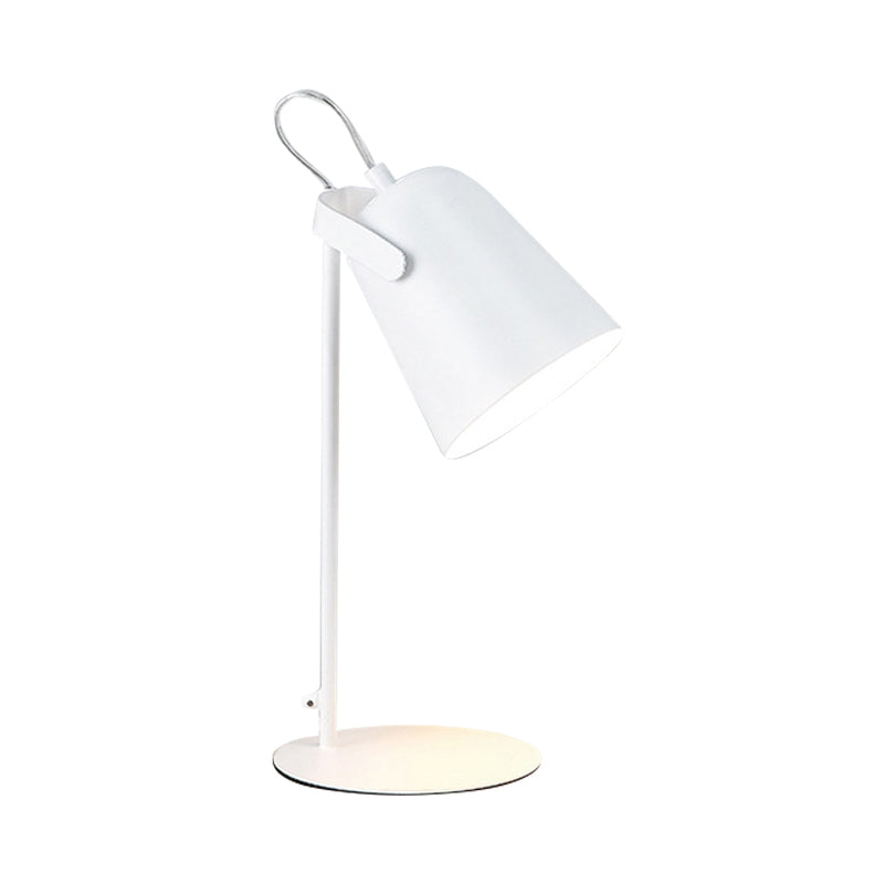 Nordic Style Bucket Desk Light Rotatable 1 Light Metal Plug In Desk Lamp for Dormitory Bedroom Clearhalo 'Lamps' 'Table Lamps' Lighting' 194826