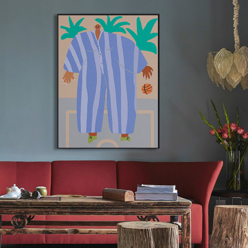 Modern Figure Drawing Wall Art Canvas Textured Soft Color Wall Decor for Living Room Blue Clearhalo 'Arts' 'Canvas Art' 1948277