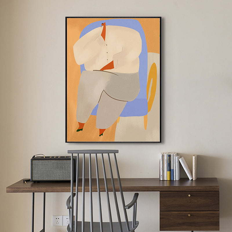Modern Figure Drawing Wall Art Canvas Textured Soft Color Wall Decor for Living Room White Clearhalo 'Arts' 'Canvas Art' 1948281