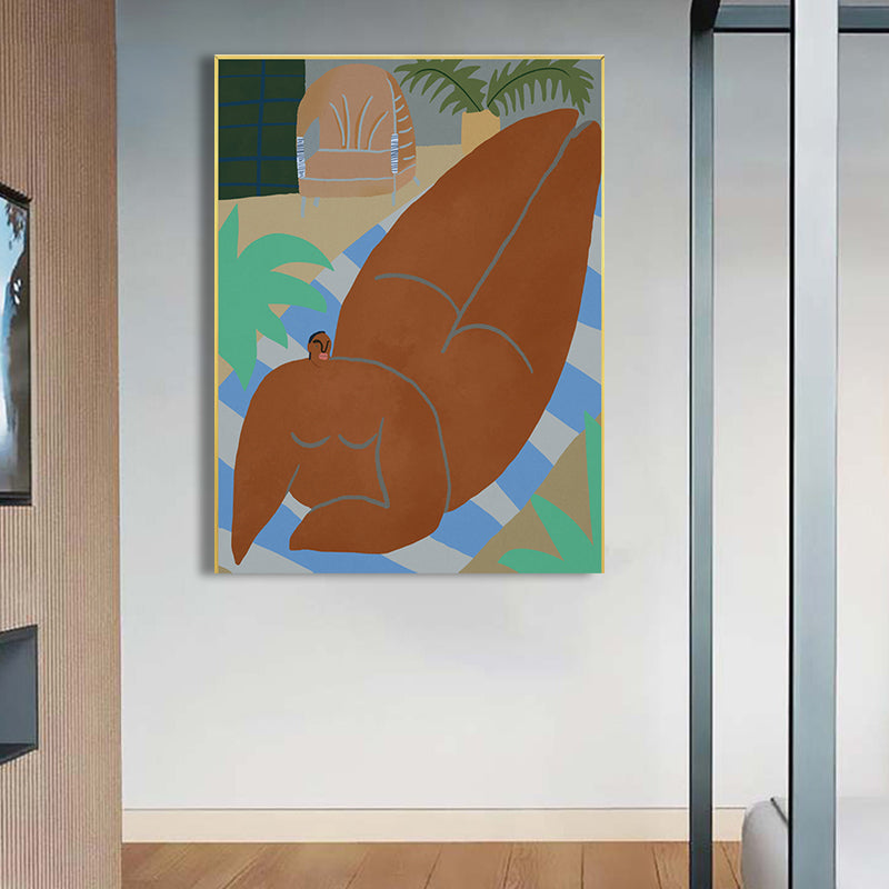 Figure Wall Art Print Bedroom Illustration Fun Time of the Giant Canvas in Soft Color for Decor Brown Clearhalo 'Arts' 'Canvas Art' 1948314