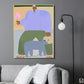 Figure Wall Art Print Bedroom Illustration Fun Time of the Giant Canvas in Soft Color for Decor Blue Clearhalo 'Arts' 'Canvas Art' 1948321
