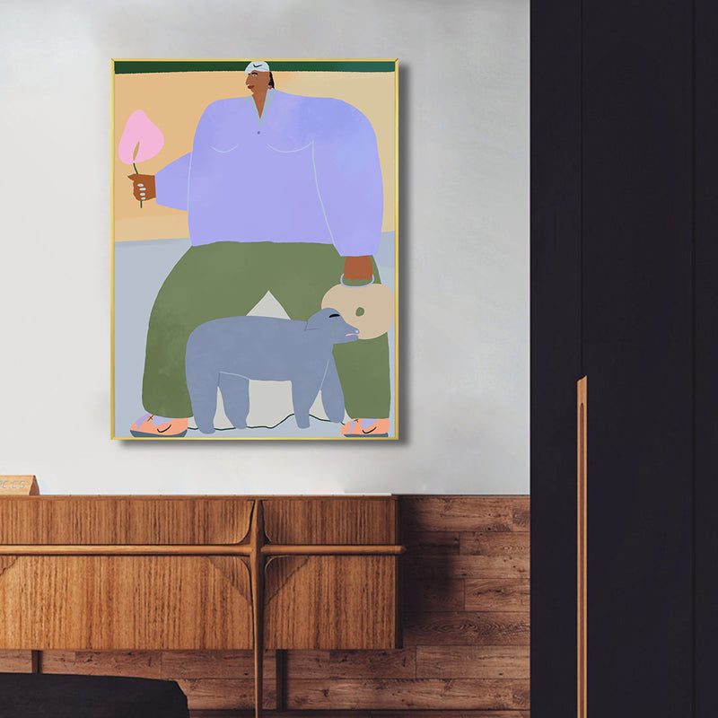 Figure Wall Art Print Bedroom Illustration Fun Time of the Giant Canvas in Soft Color for Decor Clearhalo 'Arts' 'Canvas Art' 1948322