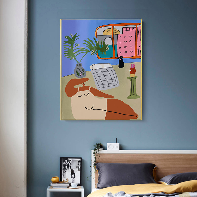 Figure Wall Art Print Bedroom Illustration Fun Time of the Giant Canvas in Soft Color for Decor Clearhalo 'Arts' 'Canvas Art' 1948330