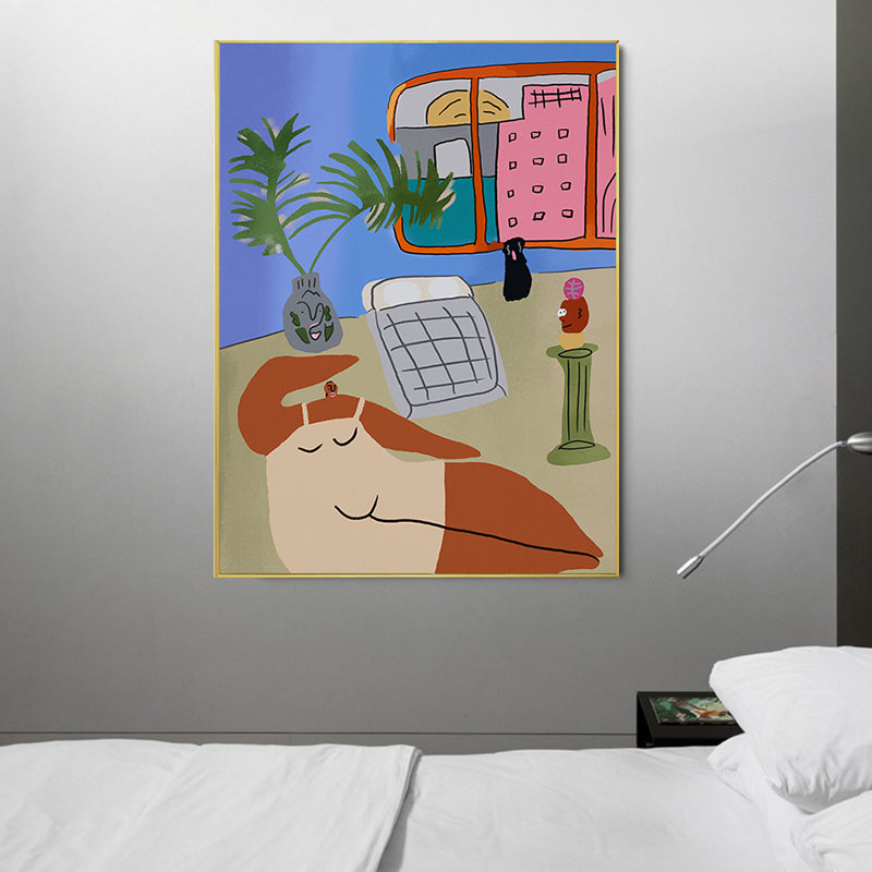 Figura wall art stampe camera da letto illustrazione divertente della tela  gigante in colore morbido per decorazioni - clearhalo – Clearhalo
