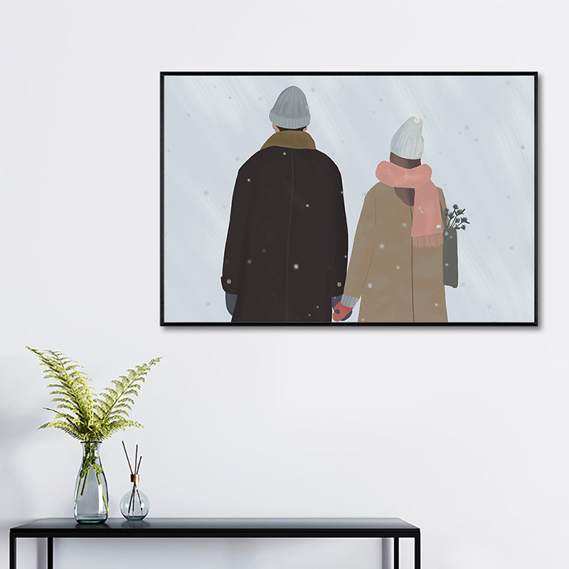 Illustration Pop Art Canvas Print with Figure Pattern in Dark Color for Living Room Black Clearhalo 'Arts' 'Canvas Art' 1948341