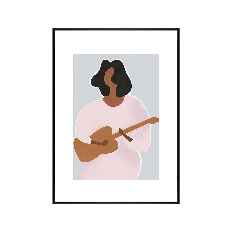 Mori Style Figure Drawing Art Print Soft Color Canvas Wall Decor for Room, Textured Clearhalo 'Arts' 'Canvas Art' 1948384