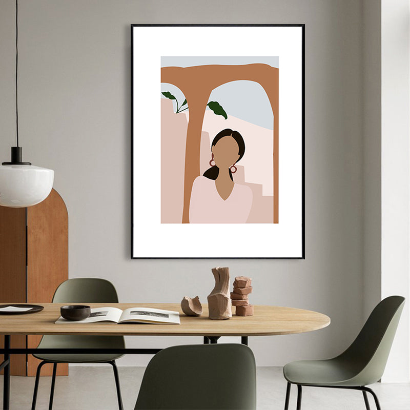 Mori Style Figure Drawing Art Print Soft Color Canvas Wall Decor for Room, Textured Clearhalo 'Arts' 'Canvas Art' 1948390