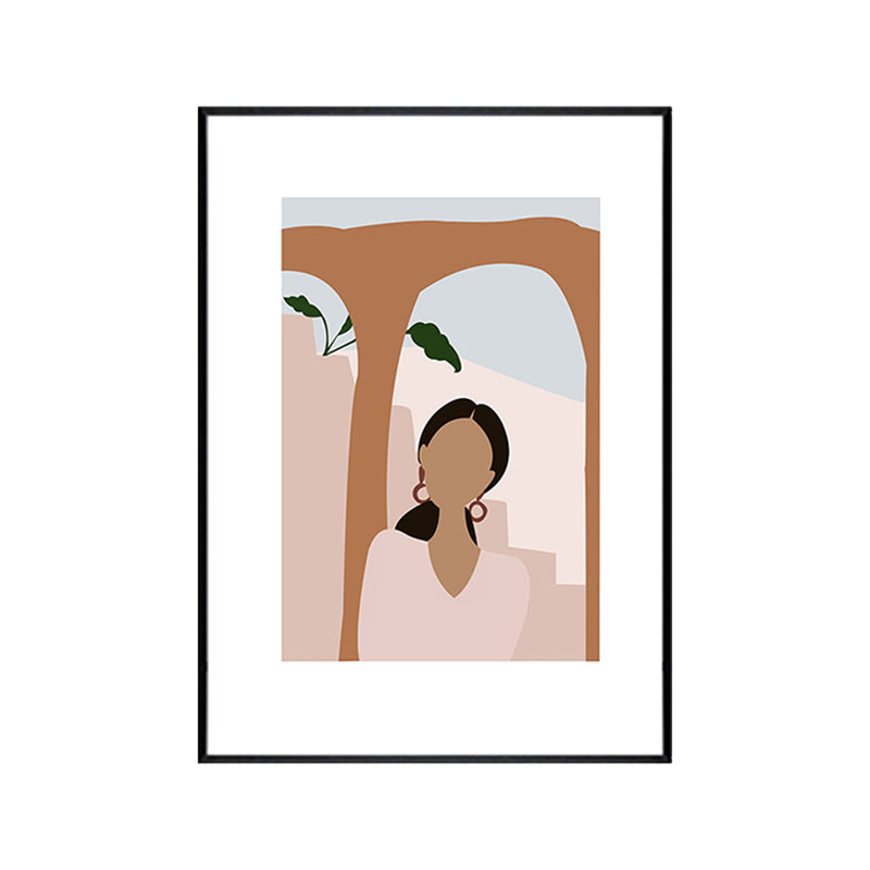 Mori Style Figure Drawing Art Print Soft Color Canvas Wall Decor for Room, Textured Clearhalo 'Arts' 'Canvas Art' 1948392