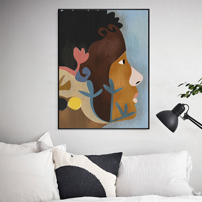 Tribal Man Wall Art Living Room Figure Canvas Print in Pastel Color for Home Decoration Clearhalo 'Arts' 'Canvas Art' 1948427