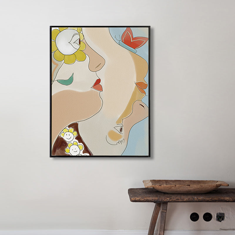 Tribal Man Wall Art Living Room Figure Canvas Print in Pastel Color for Home Decoration Beige Clearhalo 'Arts' 'Canvas Art' 1948429