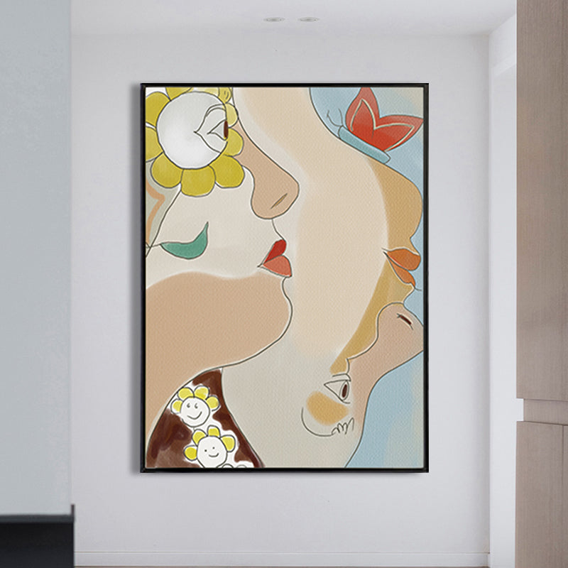 Tribal Man Wall Art Living Room Figure Canvas Print in Pastel Color for Home Decoration Clearhalo 'Arts' 'Canvas Art' 1948430