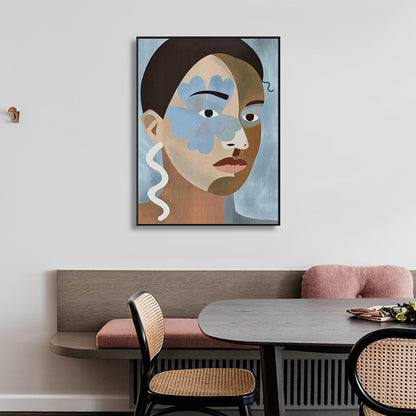 Tribal Man Wall Art Living Room Figure Canvas Print in Pastel Color for Home Decoration Blue Clearhalo 'Arts' 'Canvas Art' 1948433