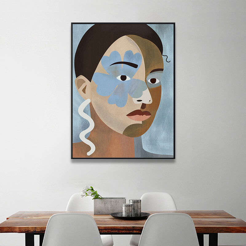 Tribal Man Wall Art Living Room Figure Canvas Print in Pastel Color for Home Decoration Clearhalo 'Arts' 'Canvas Art' 1948434