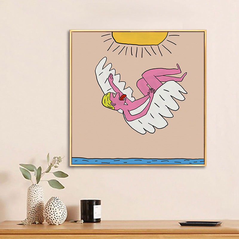 Pop Art Figure Drawing Canvas Pastel Living Room Wall Decor, Multiple Size Options - Pink - Clearhalo - 'Arts' - 'Canvas Art' - 1948493